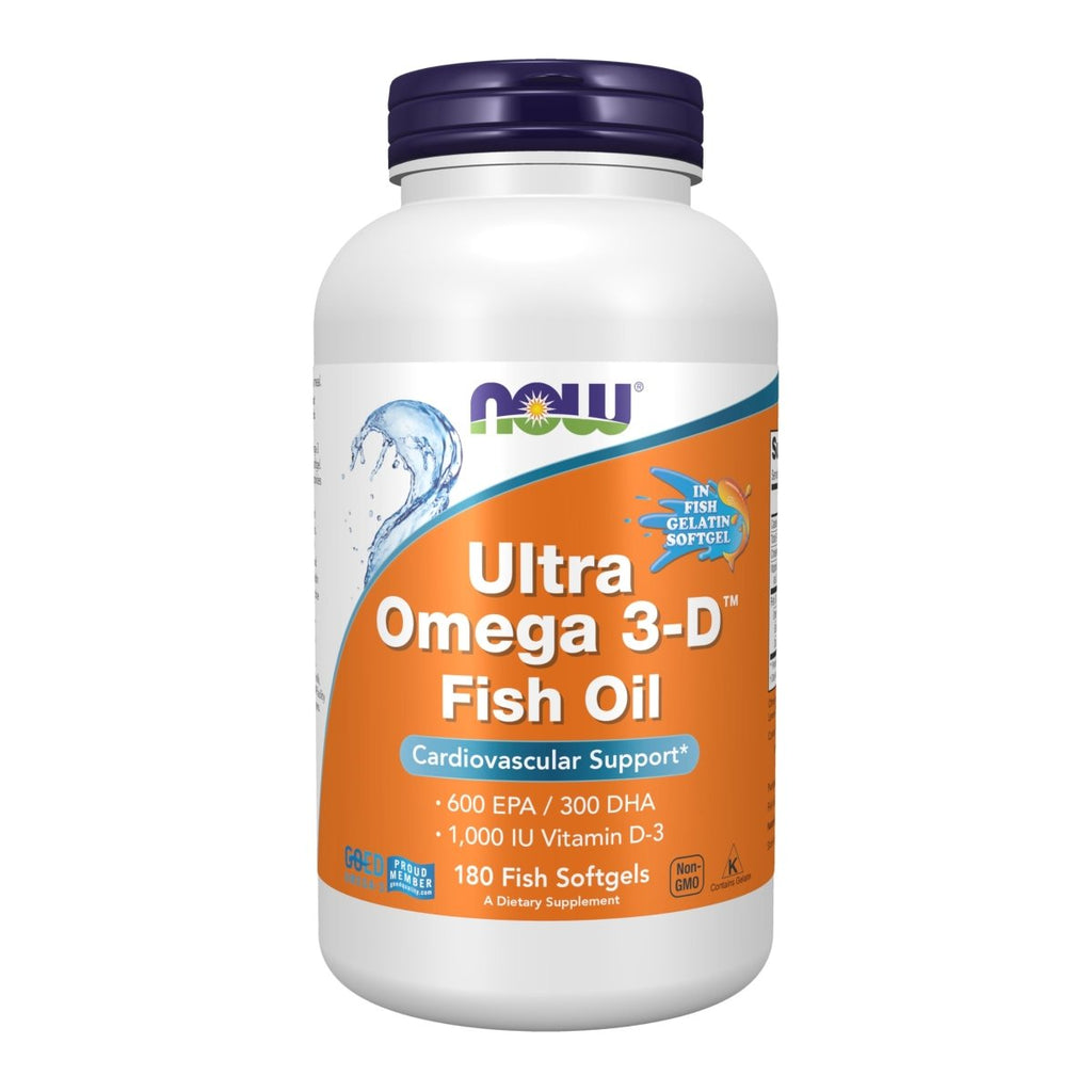 NOW Supplements, Ultra Omega 3-D?, Omega-3 Fish Oil + Vitamin D-3, Cardiovascular Support*, 180 Softgels