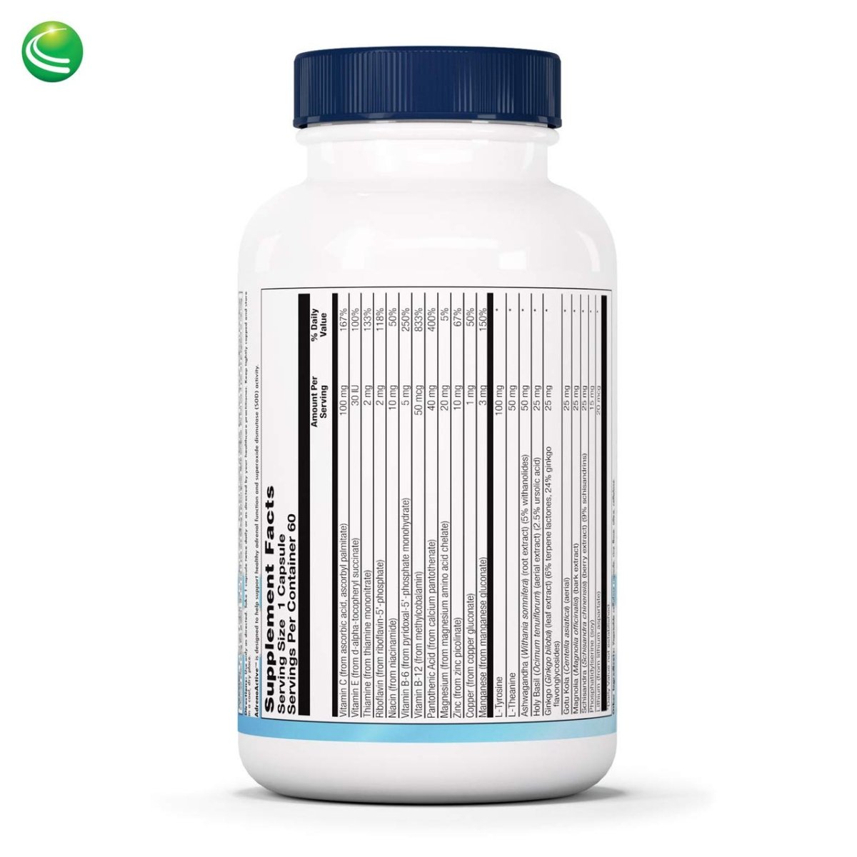 Nutra BioGenesis - AdrenoActive - - Gluten Free - 60 Capsules  40957