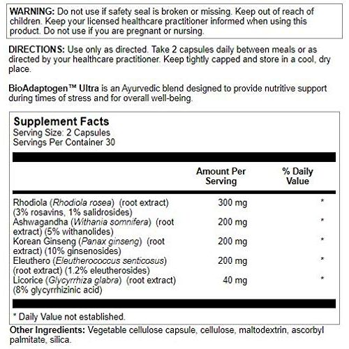 Nutra BioGenesis - BioAdaptogen Ultra - Ashwagandha, Rhodiola and Korean Ginseng to Help Support Stress Response and Neurotransmitter Health - 60 Capsules
