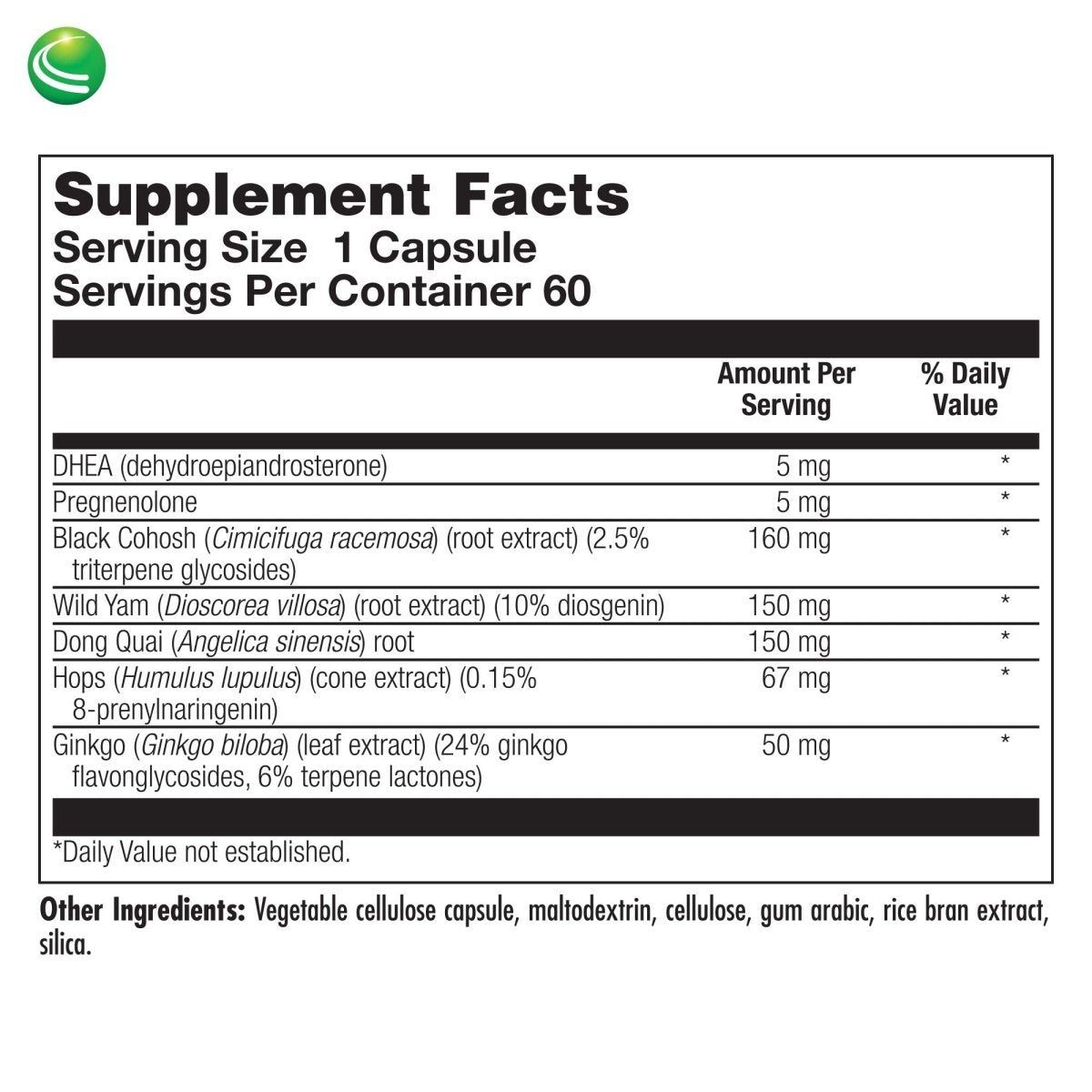 Nutra BioGenesis - BioFem Transition - DHEA, Pregnenolone, Wild Yam, and Dong Quai for Menopause Support - Gluten Free, Vegan, Non-GMO - 60 Capsules
