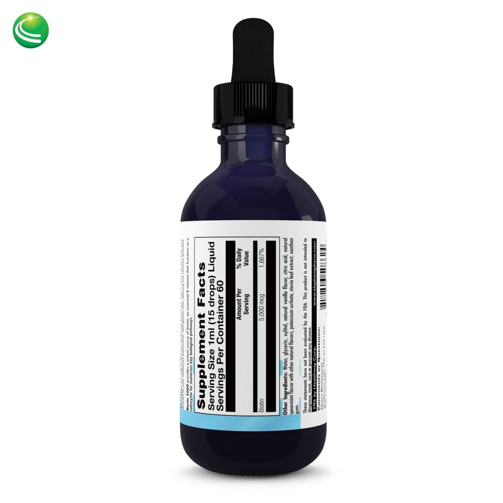 Nutra BioGenesis - Biotin 5000 - Liquid Vitamin B Biotin Drops for Skin, Hair, Adrenal and Immune Health- 2 Ounce