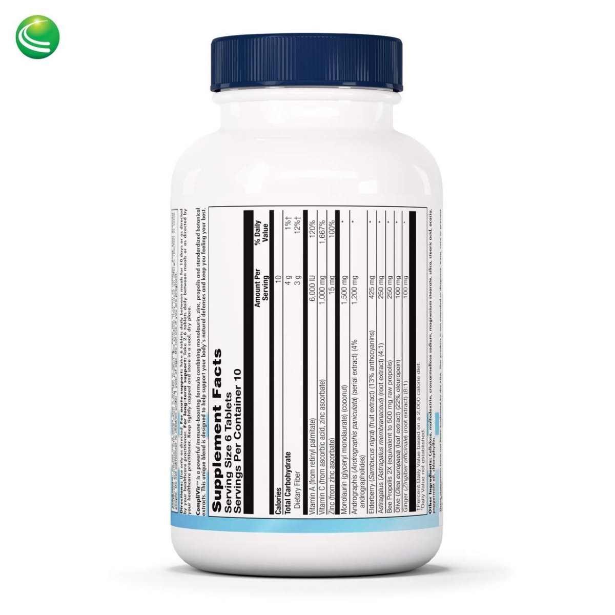 Nutra BioGenesis - CompliVir - Monolaurin, Zinc, Propolis Blend - Gluten Free - 60 Tablets