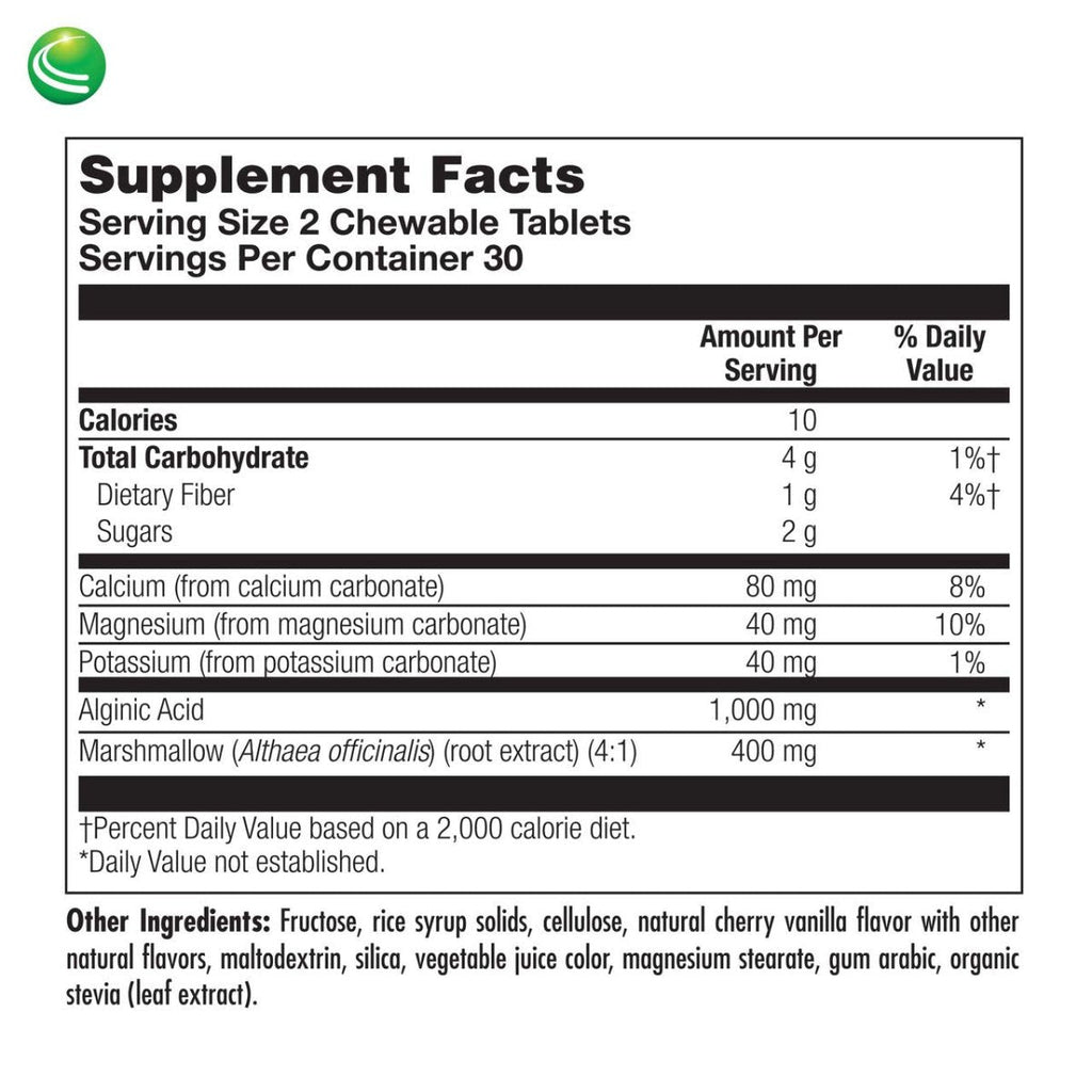 Nutra BioGenesis - EsophaSoothe Chewable Tablets - Cherry Vanilla Flavor, Gluten Free - 60 Chewable Tablets