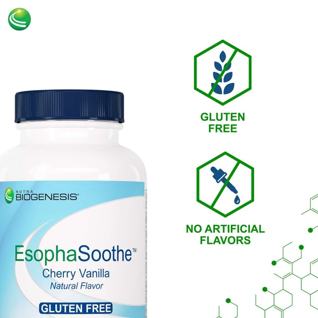 Nutra BioGenesis - EsophaSoothe Chewable Tablets - Cherry Vanilla Flavor, Gluten Free - 60 Chewable Tablets