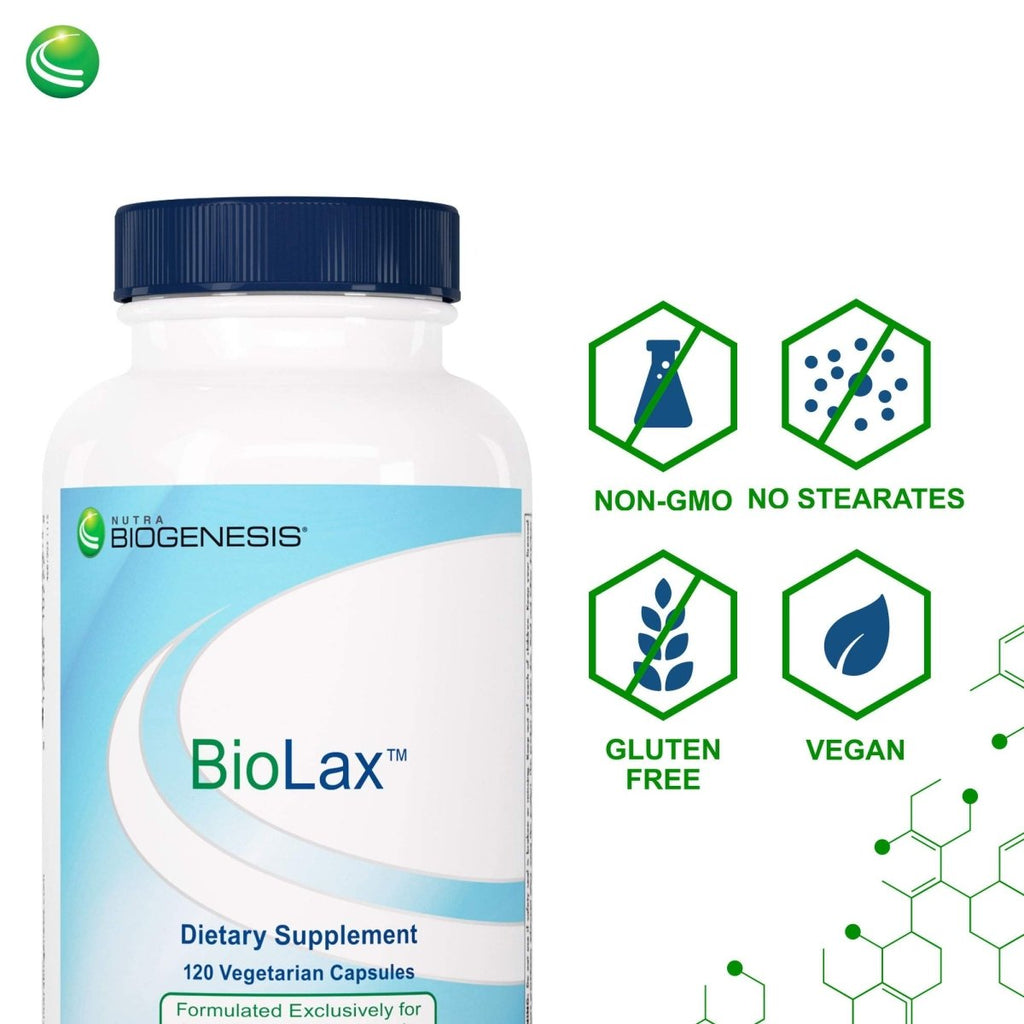 Nutra BioGenesis BioLax -Magnesium Citrate, Konjac, and Dietary Fiber to Help Support Digestive Health, Elimination & Cleansing - Gluten Free, Vegan, Non-GMO - 120 Capsules