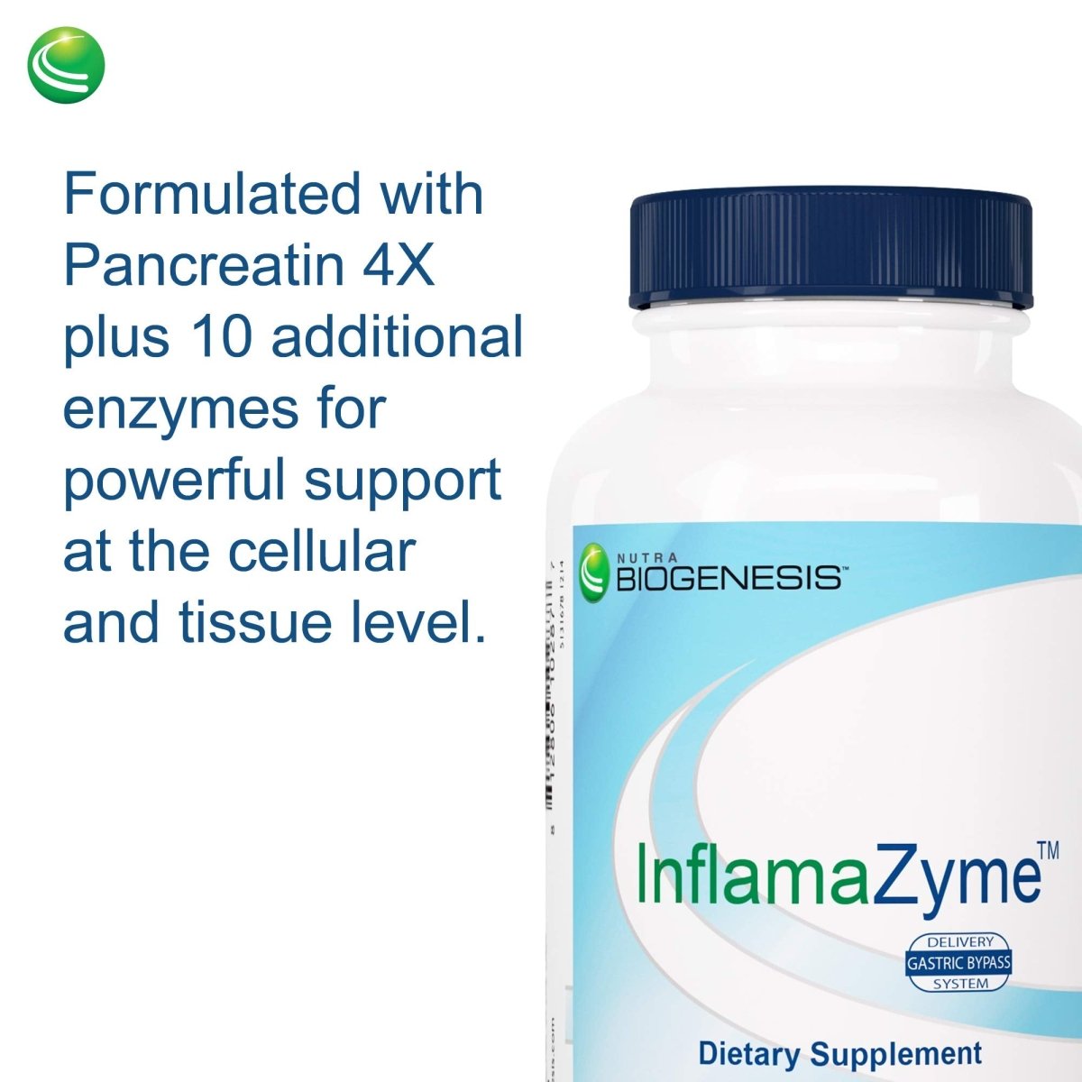 Nutra BioGenesis - InflamaZyme - Pancreatin, Nattokinase and Trypsin to Help Support Healthy Immune Response, Joints and GI Tract - Gluten Free - 90 Capsules