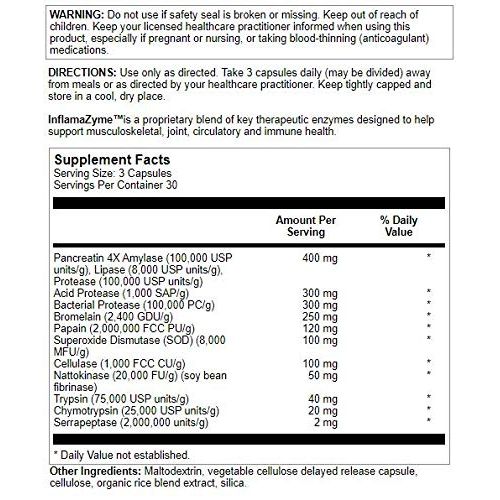 Nutra BioGenesis - InflamaZyme - Pancreatin, Nattokinase and Trypsin to Help Support Healthy Immune Response, Joints and GI Tract - Gluten Free - 90 Capsules