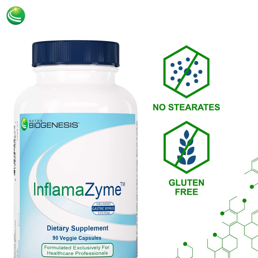 Nutra BioGenesis - InflamaZyme - Pancreatin, Nattokinase and Trypsin to Help Support Healthy Immune Response, Joints and GI Tract - Gluten Free - 90 Capsules