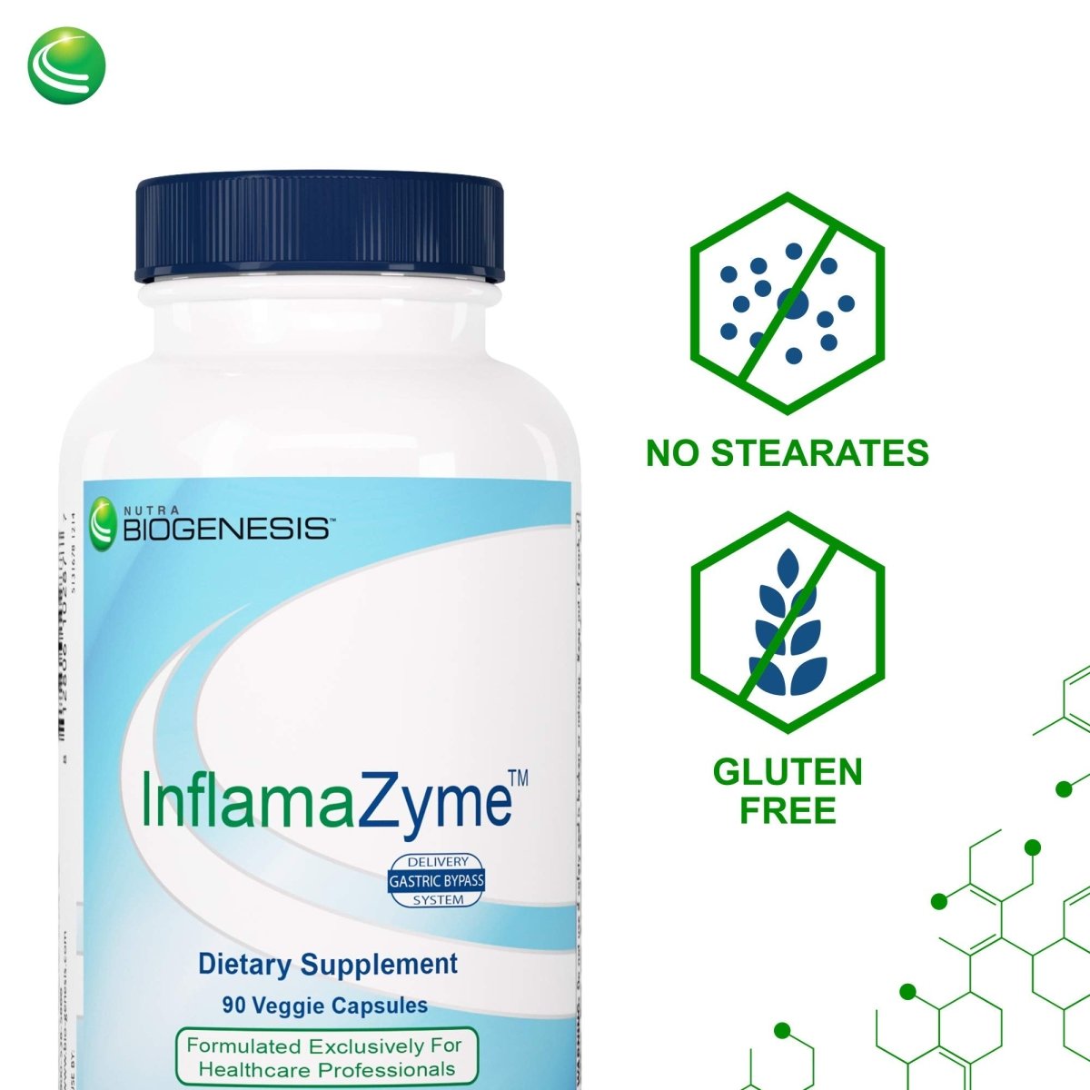Nutra BioGenesis - InflamaZyme - Pancreatin, Nattokinase and Trypsin to Help Support Healthy Immune Response, Joints and GI Tract - Gluten Free - 90 Capsules