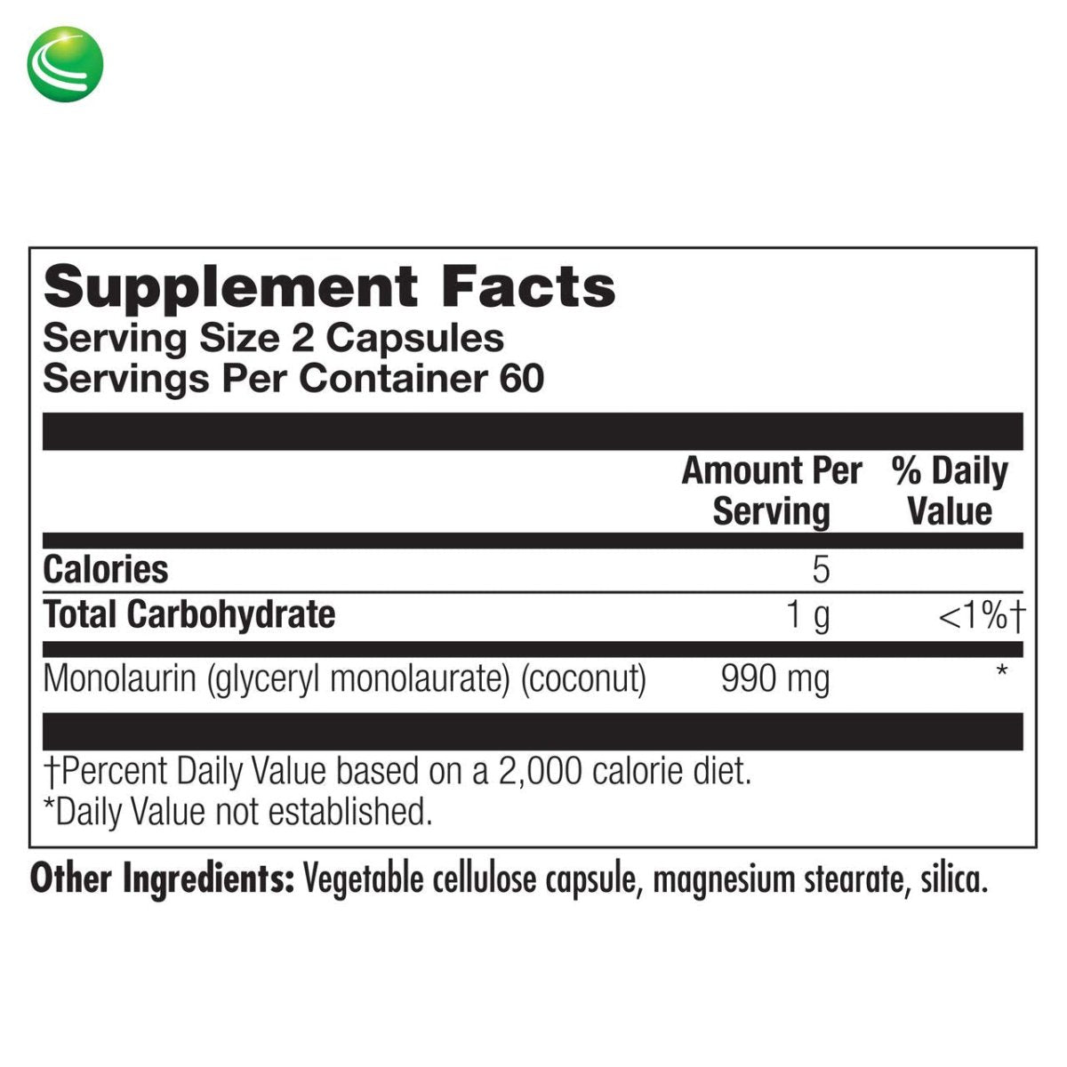 Nutra BioGenesis - Monolaurin - Vegan, Gluten Free, Non-GMO - 120 Capsules