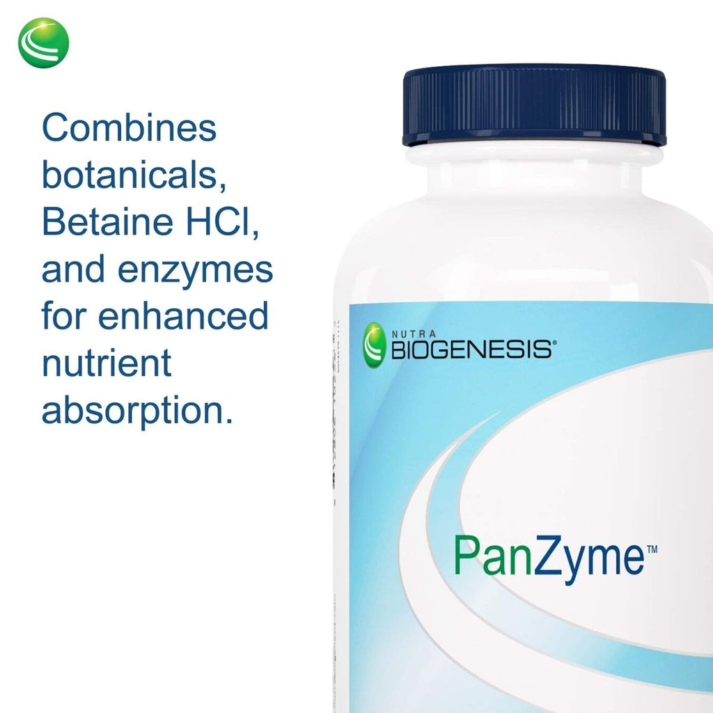 Nutra BioGenesis - PanZyme - B Vitamins, Betanine HCl, and Pancreatin as Digestive Enzymes for Digestive Health - 180 Capsules