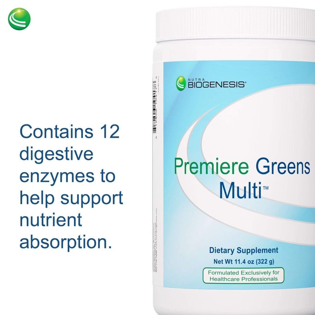Nutra BioGenesis - Premiere Greens Multi - Superfood Protein, Fiber, Antioxidant, and Essential Nutrient Powder Supplement - 322 g