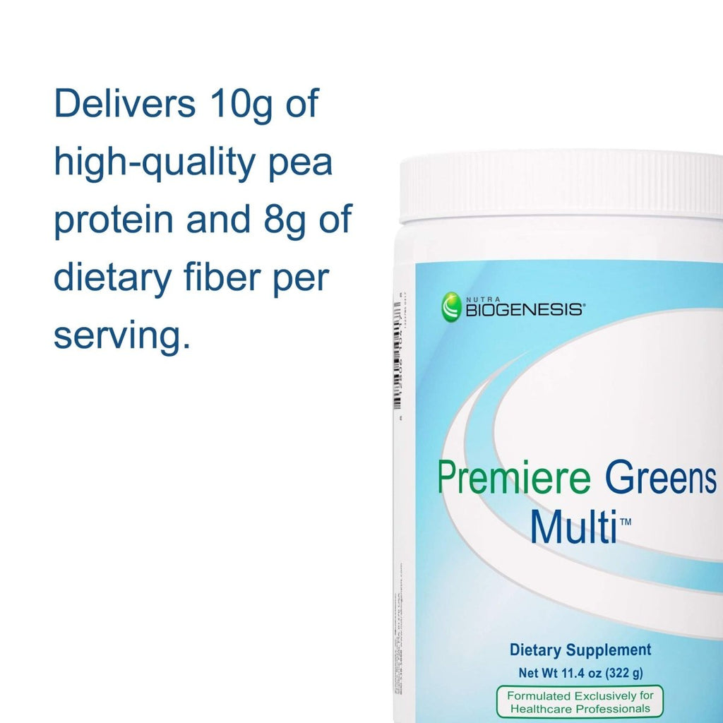 Nutra BioGenesis - Premiere Greens Multi - Superfood Protein, Fiber, Antioxidant, and Essential Nutrient Powder Supplement - 322 g