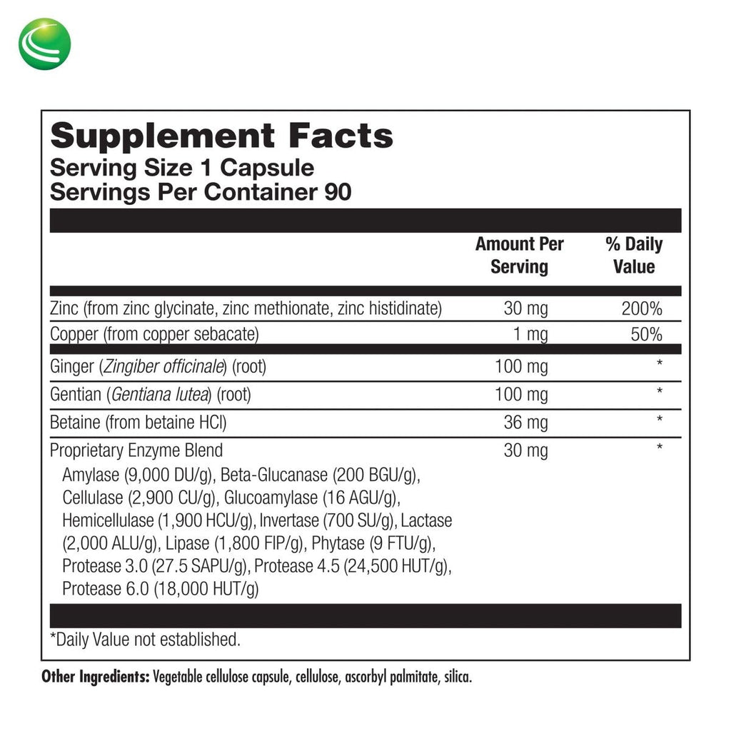 Nutra BioGenesis Tri Zinc - Digestion and Immune Health Support - 90 Capsules