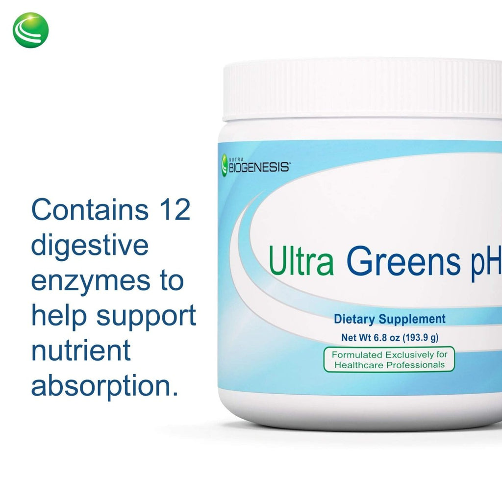 Nutra BioGenesis - Ultra Greens pH - Superfood Powder Dietary Supplement with Organic Spirulina, Kelp, Enzymes and Minerals - 6.8 Ounce