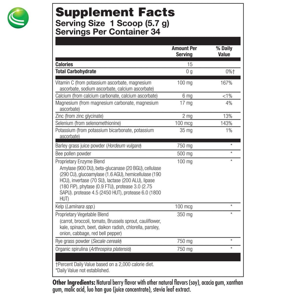 Nutra BioGenesis - Ultra Greens pH - Superfood Powder Dietary Supplement with Organic Spirulina, Kelp, Enzymes and Minerals - 6.8 Ounce