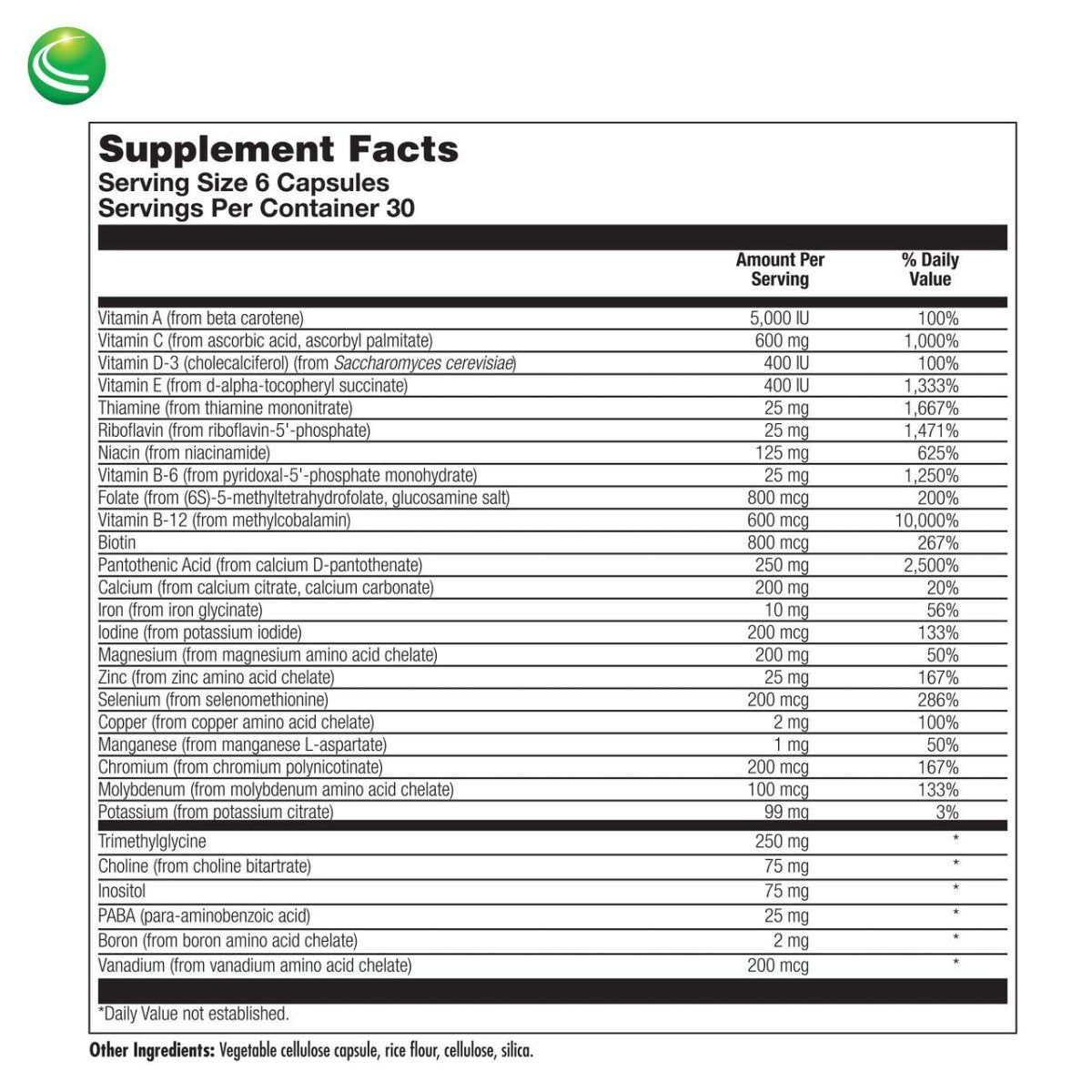 Nutra BioGenesis - UltraGenesis - Comprehensive Bioavailable Hypoallergenic Multivitamin Capsules - 180 Capsules