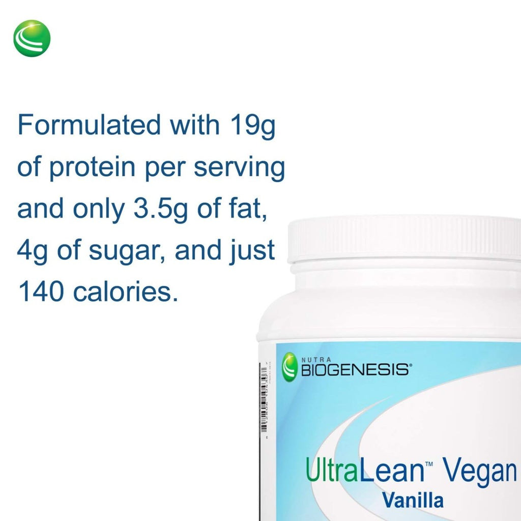 Nutra BioGenesis - UltraLean Vegan Vanilla - Functional Food Shake, Powdered Nutritional Beverage, Plant Based Protein Supplement - 1.2 Lb