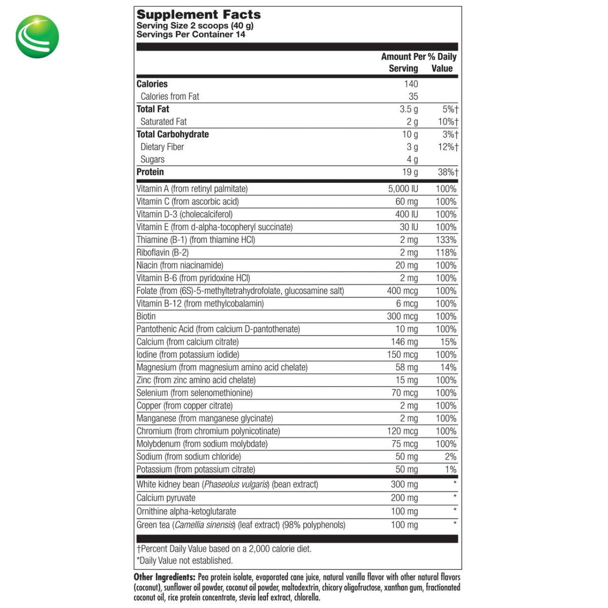 Nutra BioGenesis - UltraLean Vegan Vanilla - Functional Food Shake, Powdered Nutritional Beverage, Plant Based Protein Supplement - 1.2 Lb