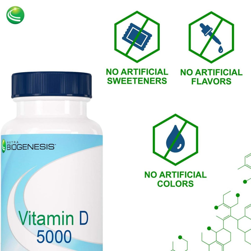 Nutra BioGenesis - Vitamin D 5000 - Vitamin D3 5000 IU to Help Support Calcium Absorption and Immune Function - 90 Softgels