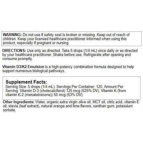 Nutra BioGenesis Vitamin D3-K2 Emulsion - 1 Ounce