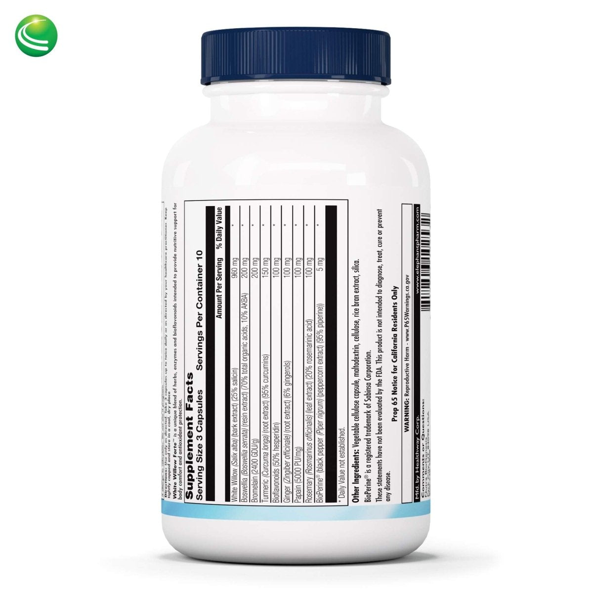 Nutra BioGenesis - White Willow Forte - White Willow Bark, Boswellia and Turmeric to Help Support Body Comfort and Cytokine Balance 10253 - 30 Capsules
