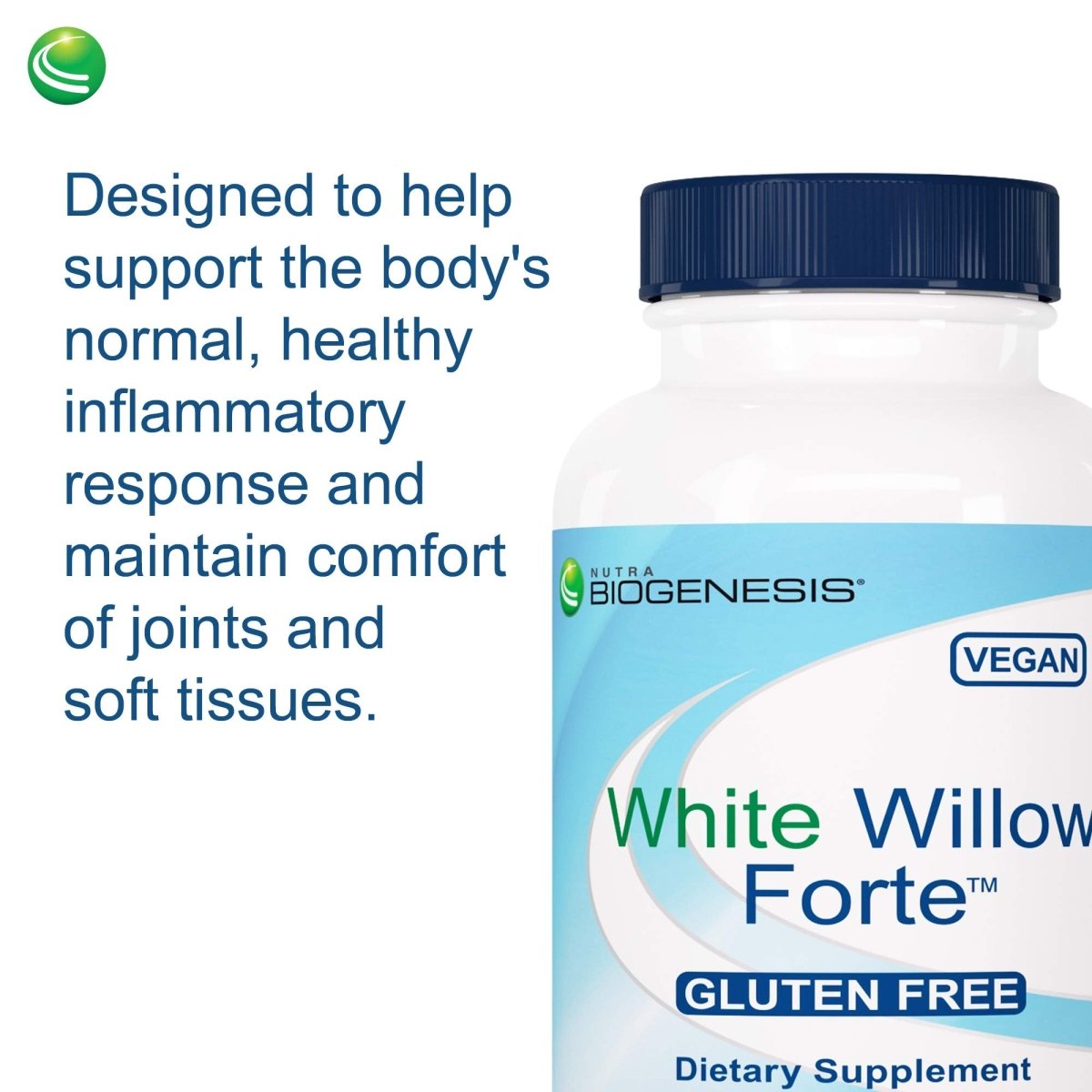 Nutra BioGenesis - White Willow Forte - White Willow Bark, Boswellia and Turmeric to Help Support Body Comfort and Cytokine Balance 10253 - 30 Capsules