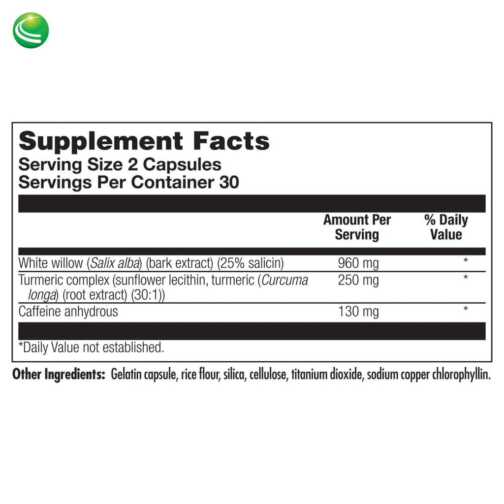 Nutra BioGenesis - White Willow Plus - White Willow Bark Extract, Caffeine, Curcumin and BioPerine to Help Support Body's Normal Response - Gluten Free, Vegan, Non-GMO - 60 Capsules