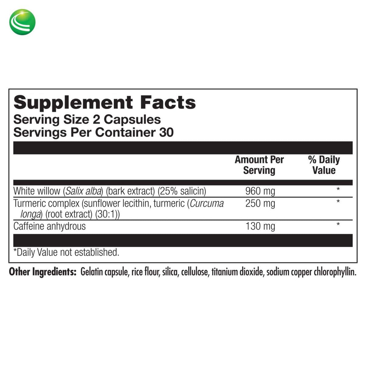Nutra BioGenesis - White Willow Plus - White Willow Bark Extract, Caffeine, Curcumin and BioPerine to Help Support Body's Normal Response - Gluten Free, Vegan, Non-GMO - 60 Capsules