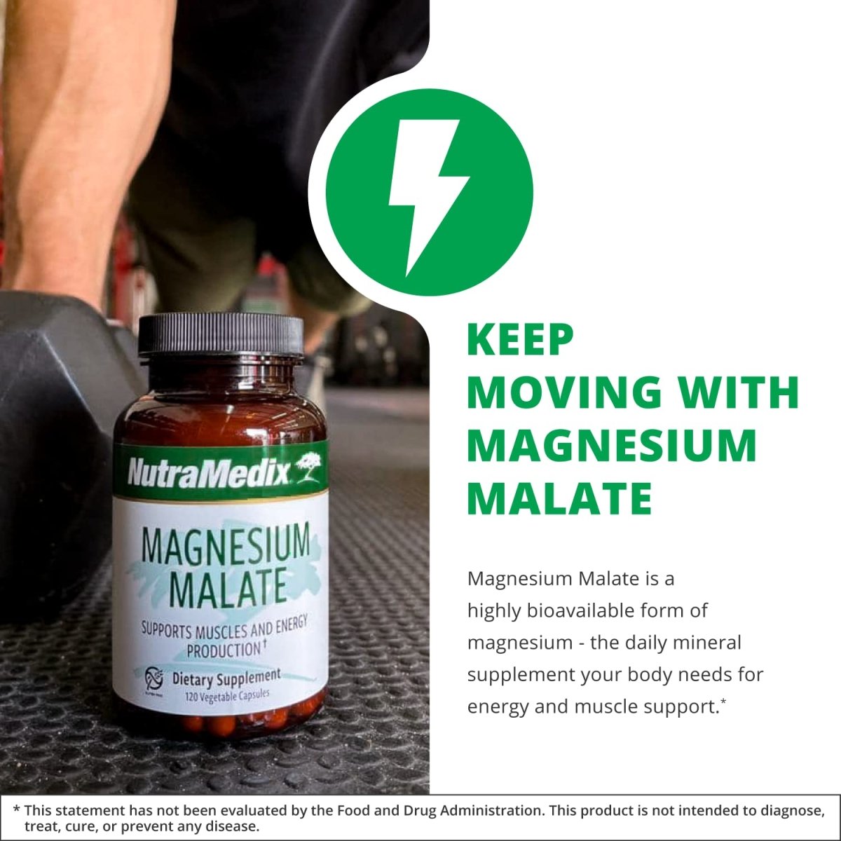 NutraMedix Magnesium Malate 200mg - Bioavailable Energy, Bone Health, Muscle & Joint Support Supplement - Vegan, Non-GMO & Gluten-Free Vitamin and Mineral Support (120 Vegetarian Capsules)