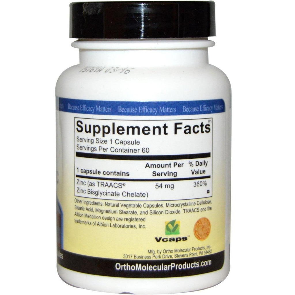 Ortho Molecular Reacted Zinc 60 Capsules