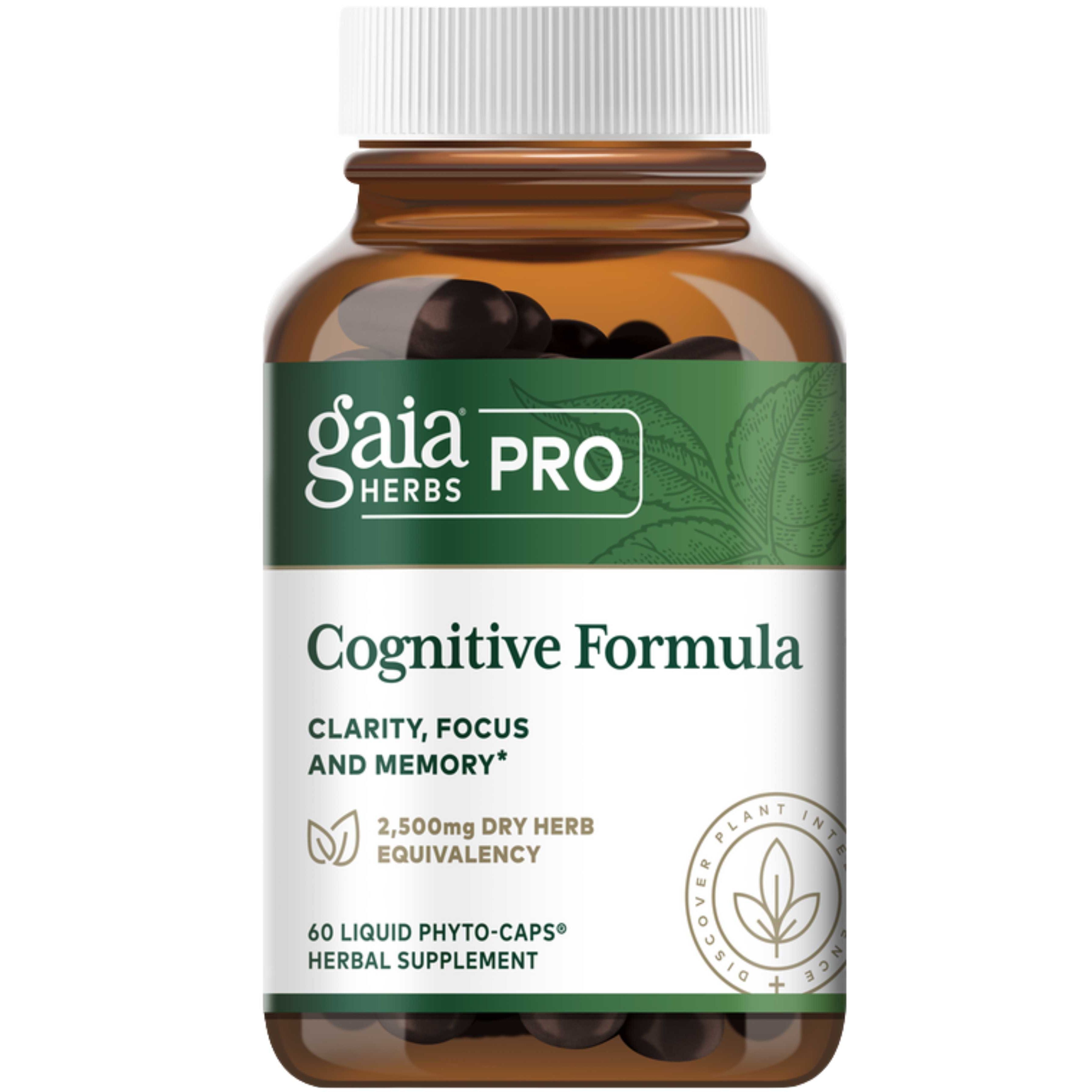Gaia PRO Cognitive Formula - Brain Boost & Blood Flow Supplement - Provides Antioxidant Activity Support - with Rosemary, Organic Peppermint & Gotu Kola - 60 Vegan Liquid Phyto-Capsules (30 Servings)