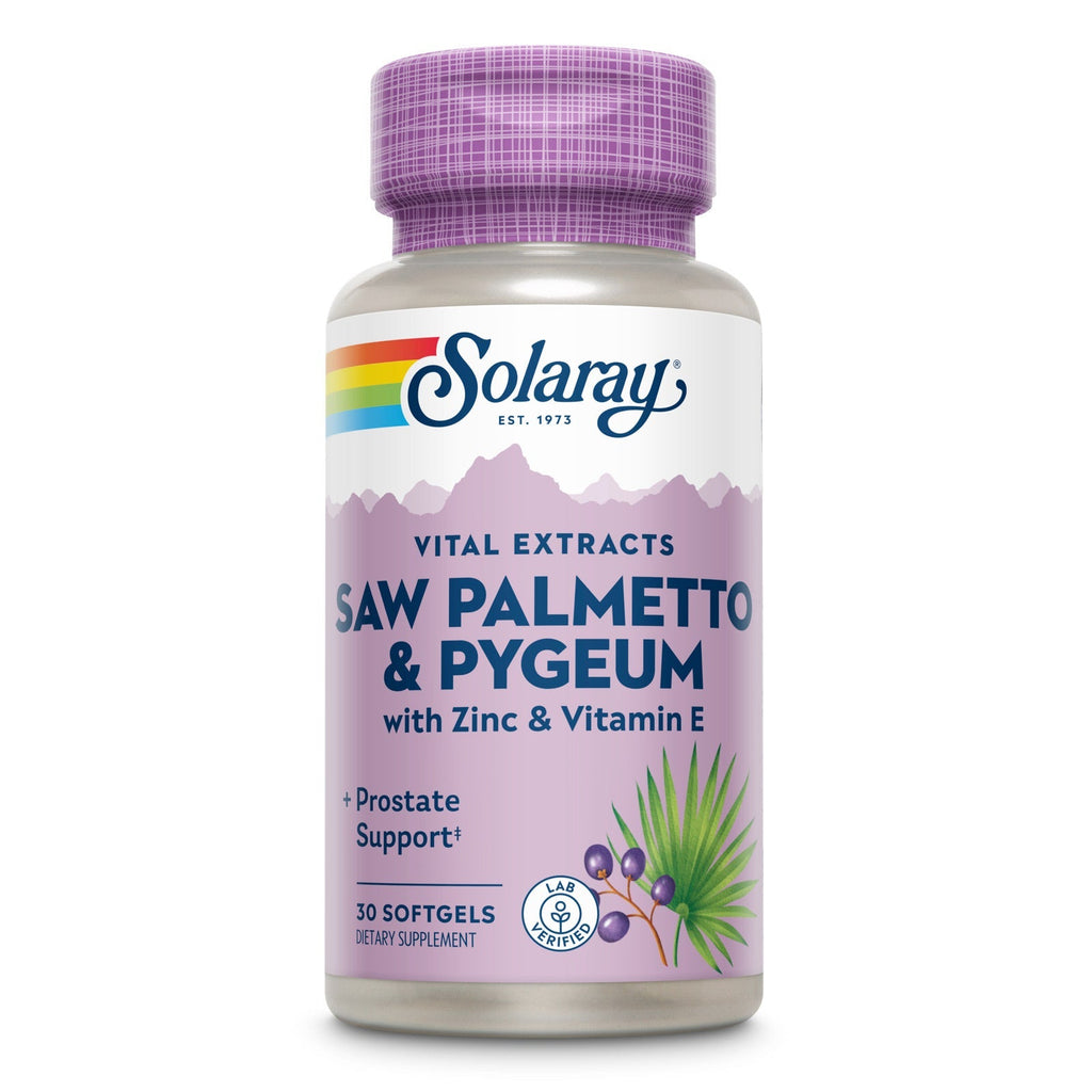 SOLARAY Saw Palmetto & Pygeum | Once Daily Prostate & Urinary Health Formula w/Zinc & Vitamin E | 30 Softgels