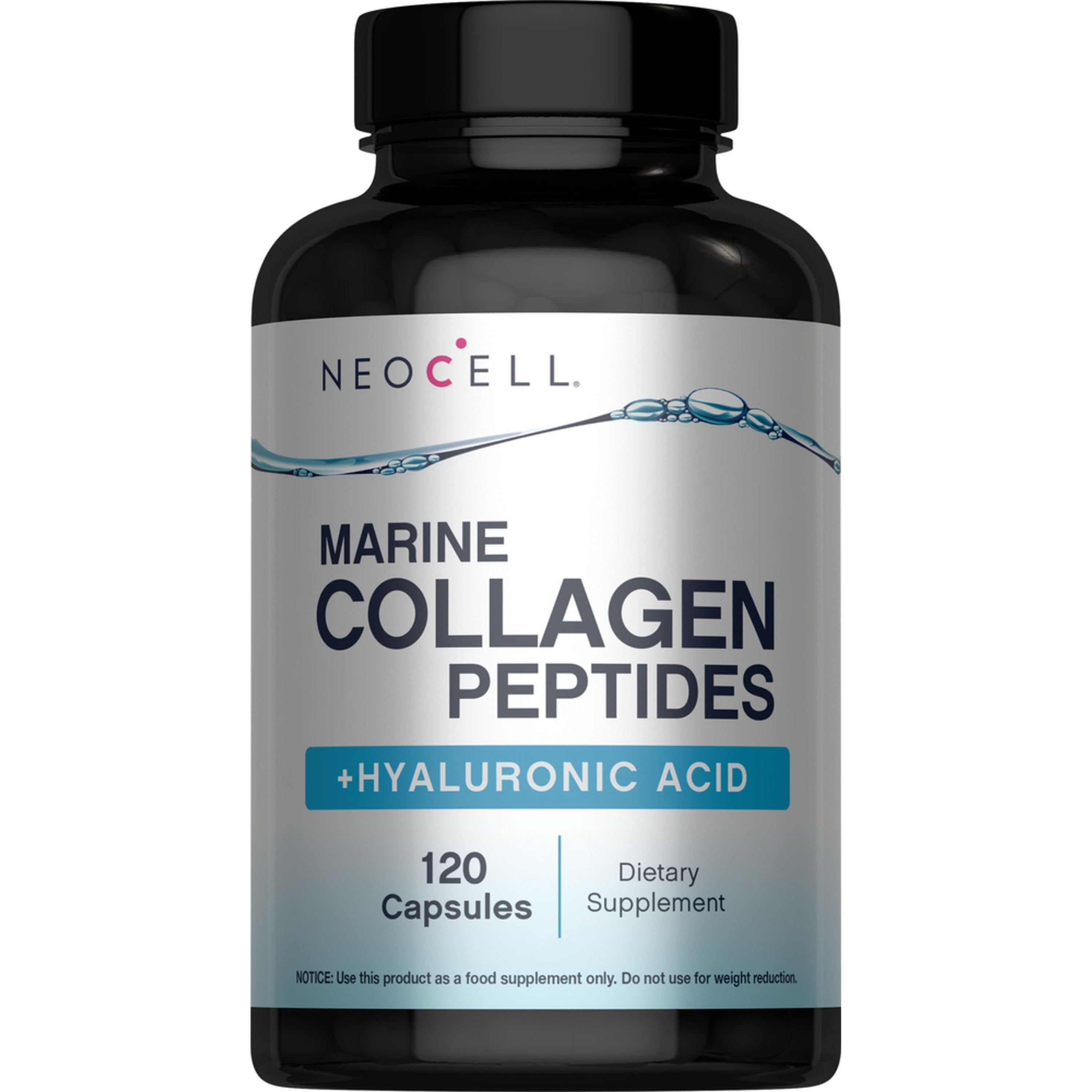 NeoCell Marine Collagen With Collagen Type 1 and 3 and Hyaluronic Acid, With Hydrolyzed Collagen, Skin Health Supplement, Capsule, 120 Count, 1 Bottle