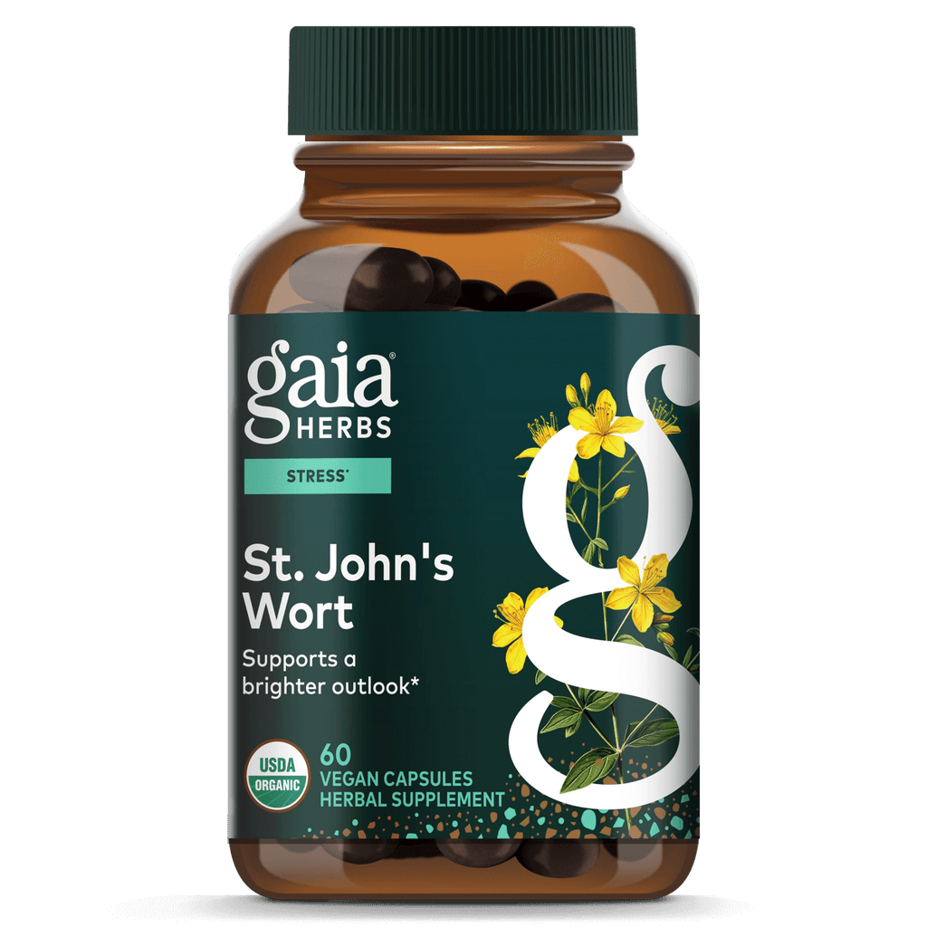 Gaia Herbs St. John's Wort - Natural Stress Support Supplement to Help Maintain Positive Health* - with St. John's Wort - 60 Vegan Liquid Phyto-Capsules (20-Day Supply)