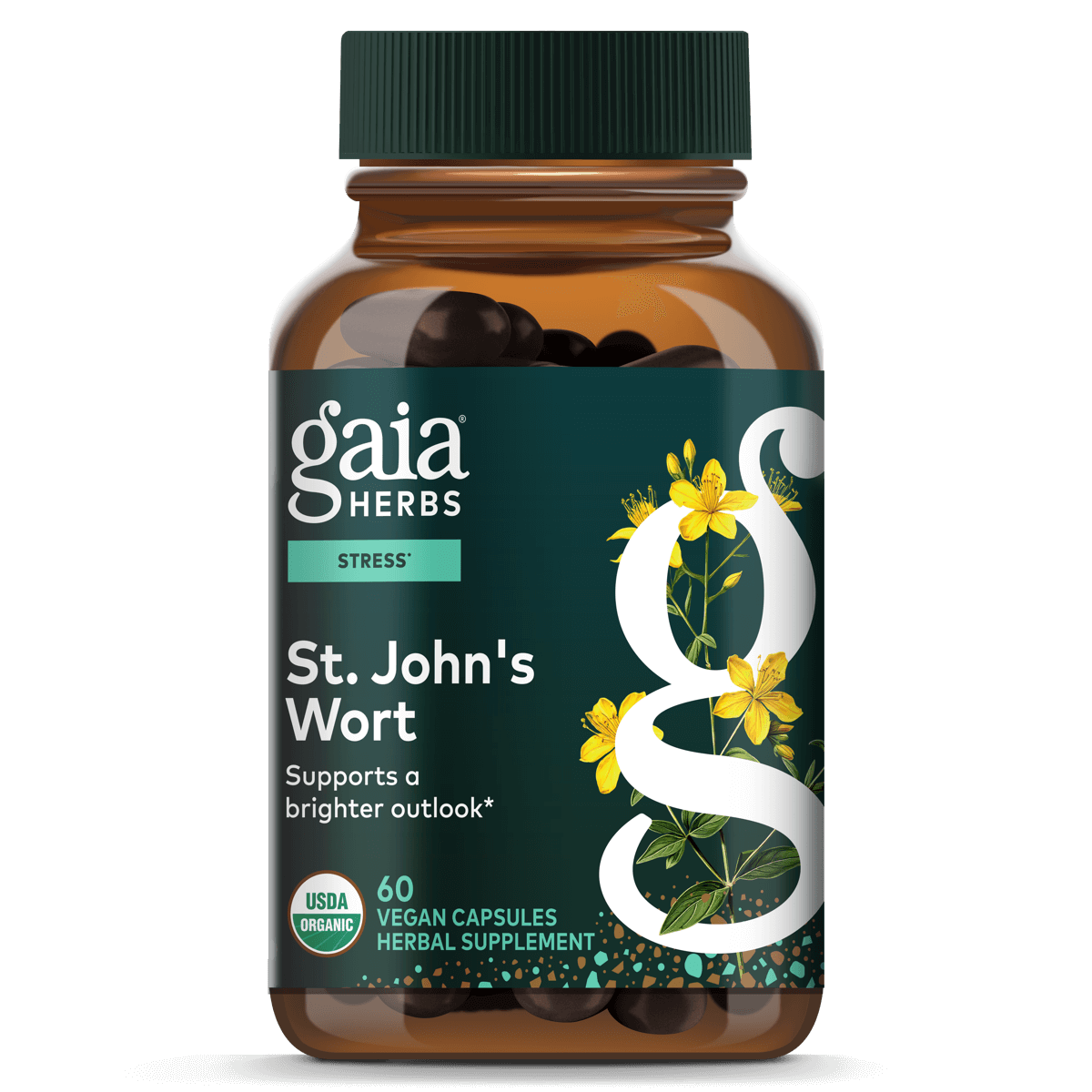 Gaia Herbs St. John's Wort - Natural Stress Support Supplement to Help Maintain Positive Health* - with St. John's Wort - 60 Vegan Liquid Phyto-Capsules (20-Day Supply)