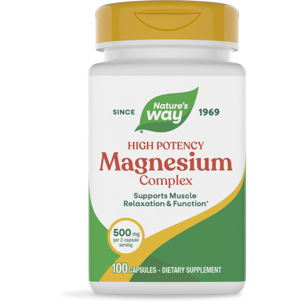 Nature's Way Premium Magnesium Complex Supplement, 500 mg per Serving, 100 Capsules