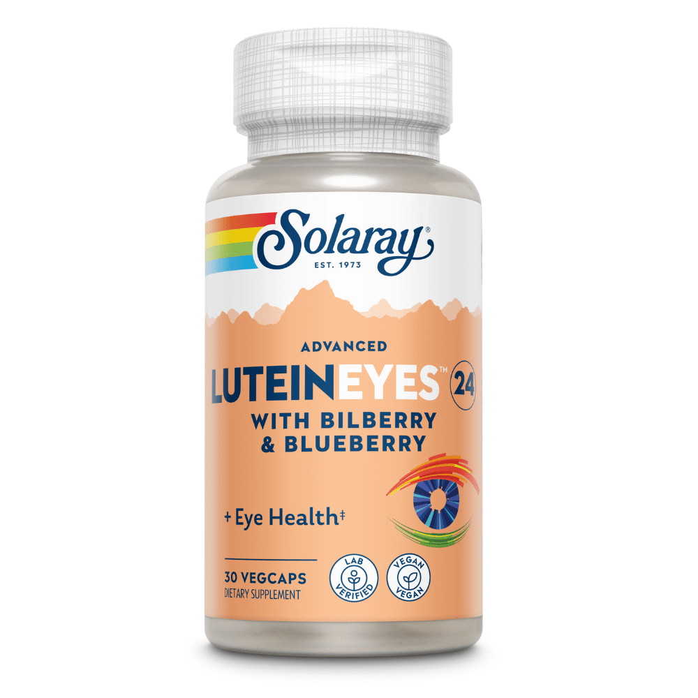 SOLARAY Advanced Lutein Eyes 24mg with Bilberry Extract and Blueberry Extract, Eye & Macular Health Support Supplement Supplying Zeaxanthin from Marigold, Vegan, 30 Servings, 30 VegCaps