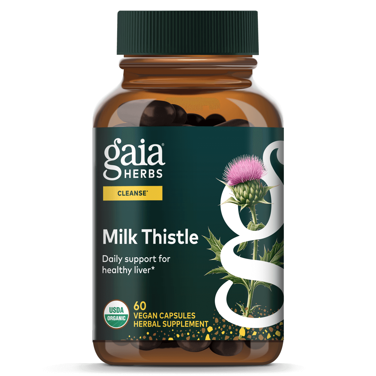 Gaia Herbs Milk Thistle - Liver Supplement & Cleanse Support for Maintaining Healthy Liver Function* - 120 Vegan Capsules (20-Day Supply)