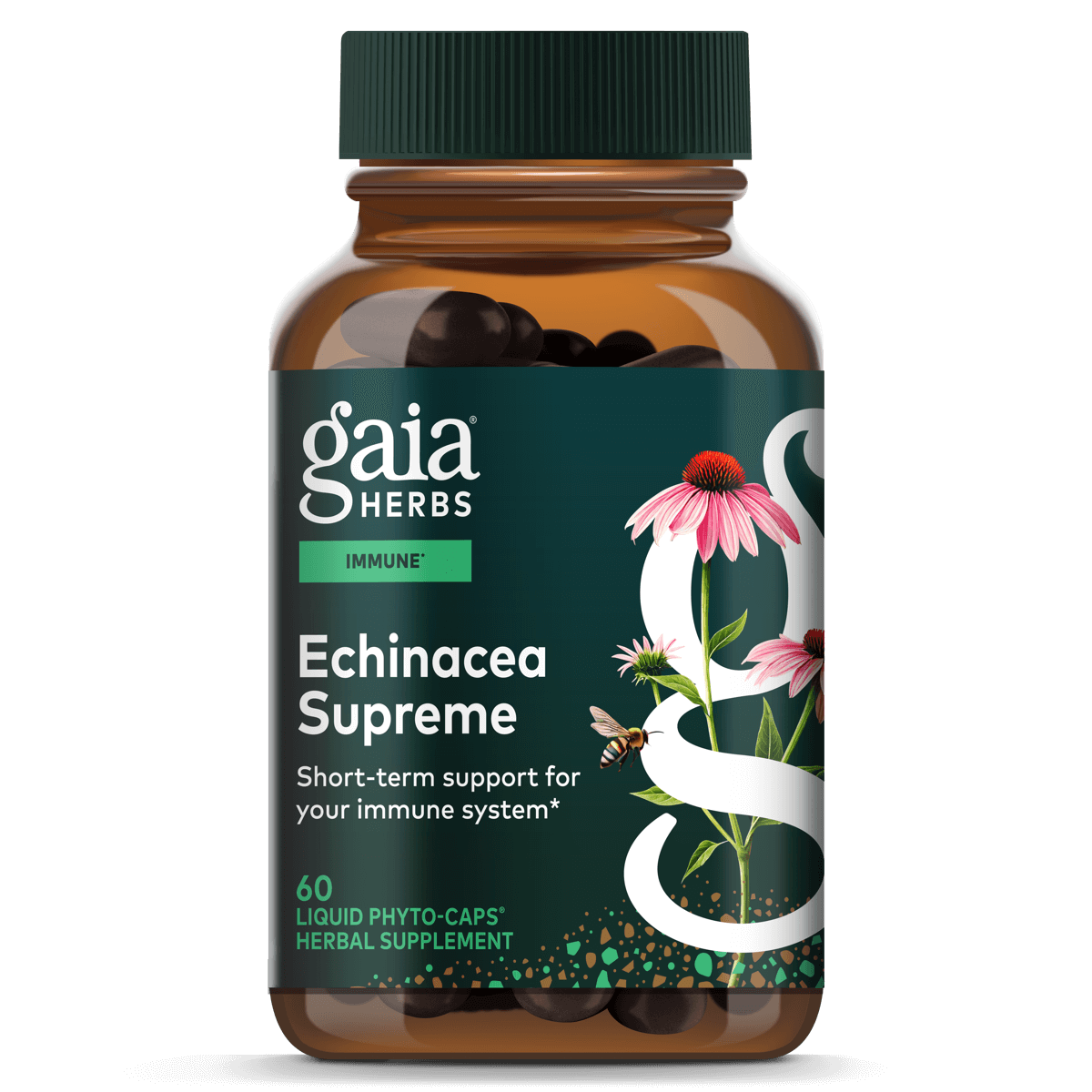 Gaia PRO Echinacea Blend - Immune Support Supplement - with Organic Echinacea Angustifolia & Echinacea Purpurea - 60 Vegan Liquid Phyto-Capsules (30 Servings)