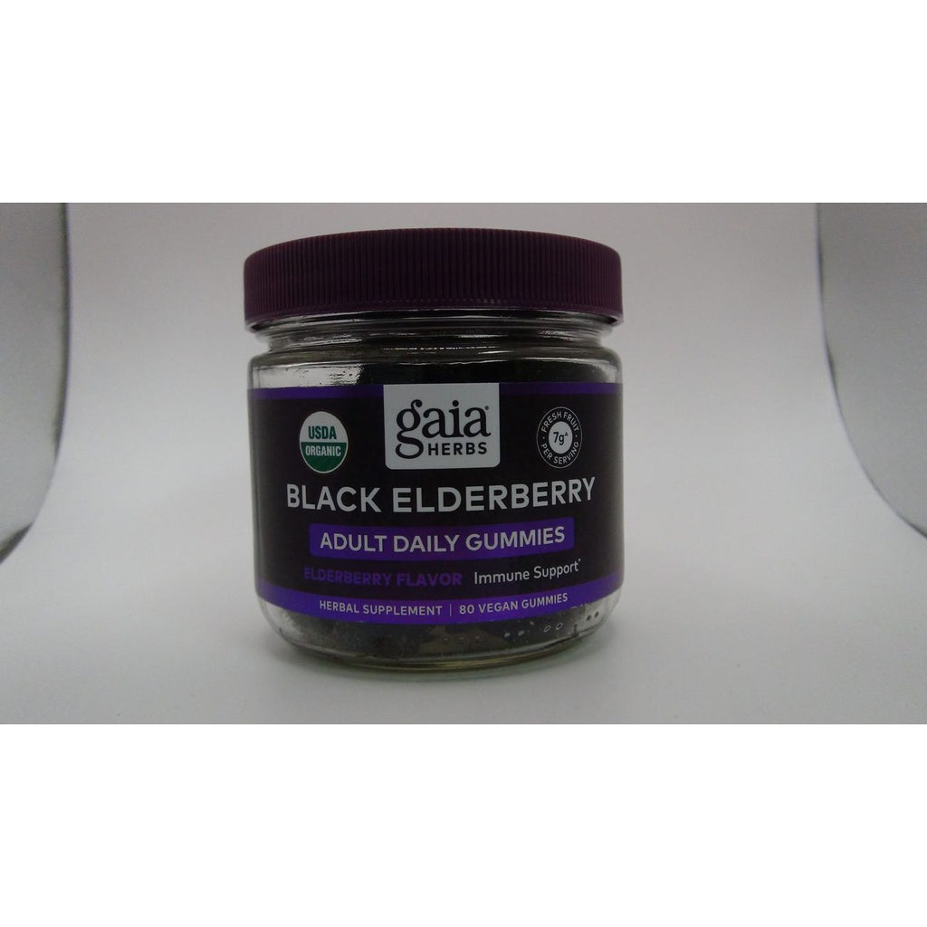 Gaia Herbs Black Elderberry Adult Daily Gummies - Immune Support Gummies with Black Elderberries - Elderberry Supplement to Aid Immune Health - Real Fruit Supplement - 80 Vegan Gummies