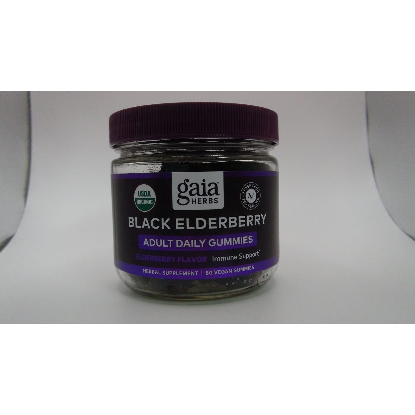 Gaia Herbs Black Elderberry Adult Daily Gummies - Immune Support Gummies with Black Elderberries - Elderberry Supplement to Aid Immune Health - Real Fruit Supplement - 80 Vegan Gummies