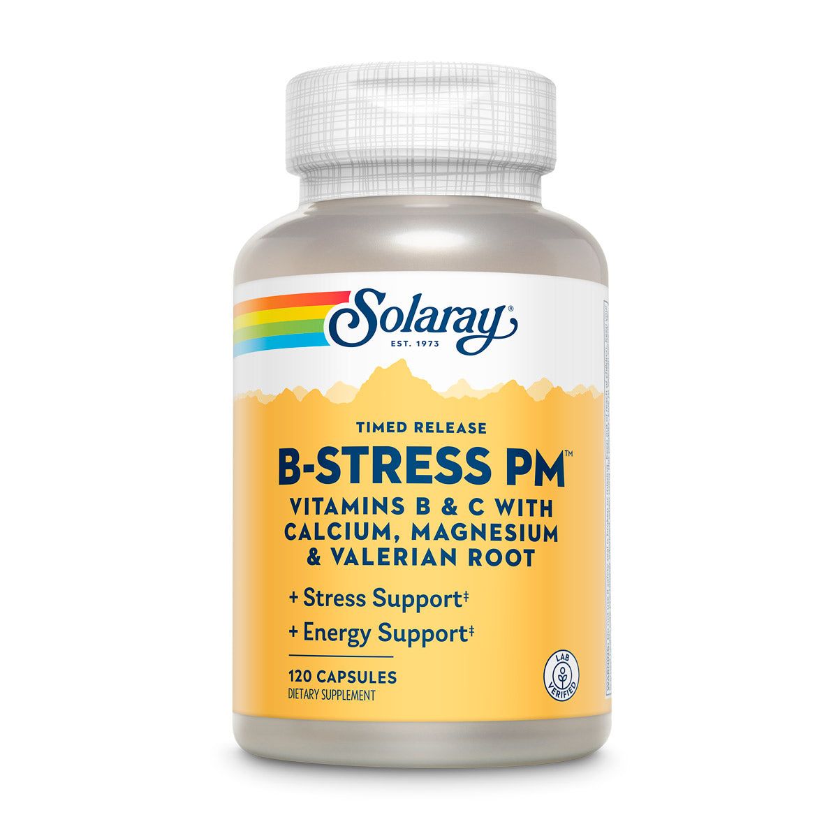 Solaray B-Stress PM Supplement | Comprehensive B-Vitamin Complex with Relaxation Support | 120 Capsules  04231