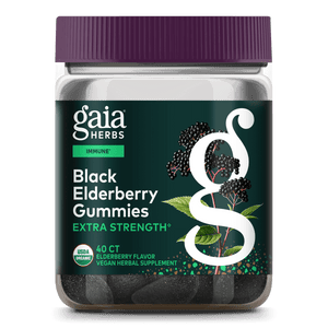 Gaia Herbs, Adult Daily Gummies, Organic, Vegan, Sambucus Black Elderberry Supplement for Daily Immune and Antioxidant Support, 40 Count (Pack of 1)