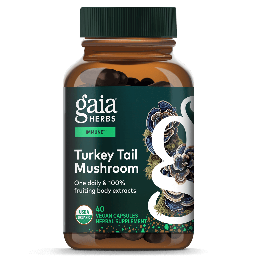 Gaia Herbs Turkey Tail Mushroom - Immune Support Supplement to Help Maintain Liver Health - with Organic Turkey Tail Mushroom Fruiting Body Extract - 40 Vegan Capsules