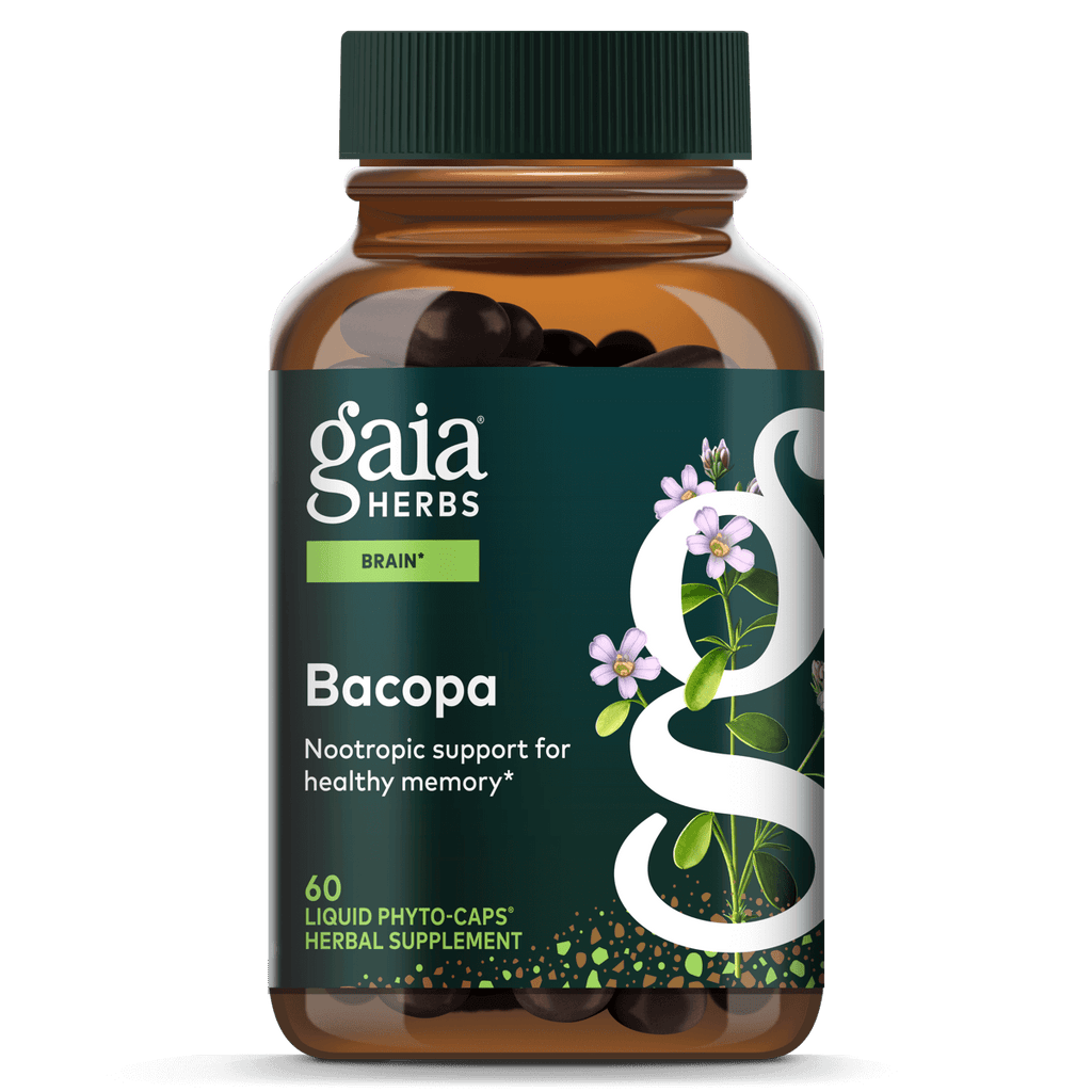 Gaia Herbs Bacopa - Brain and Cognitive Support Herbal Supplement - Made with Bacopa (Bacopa Monnieri) to Help Support a Thriving Mind - 60 Vegan Liquid Phyto-Capsules (Up to 60-Day Supply)