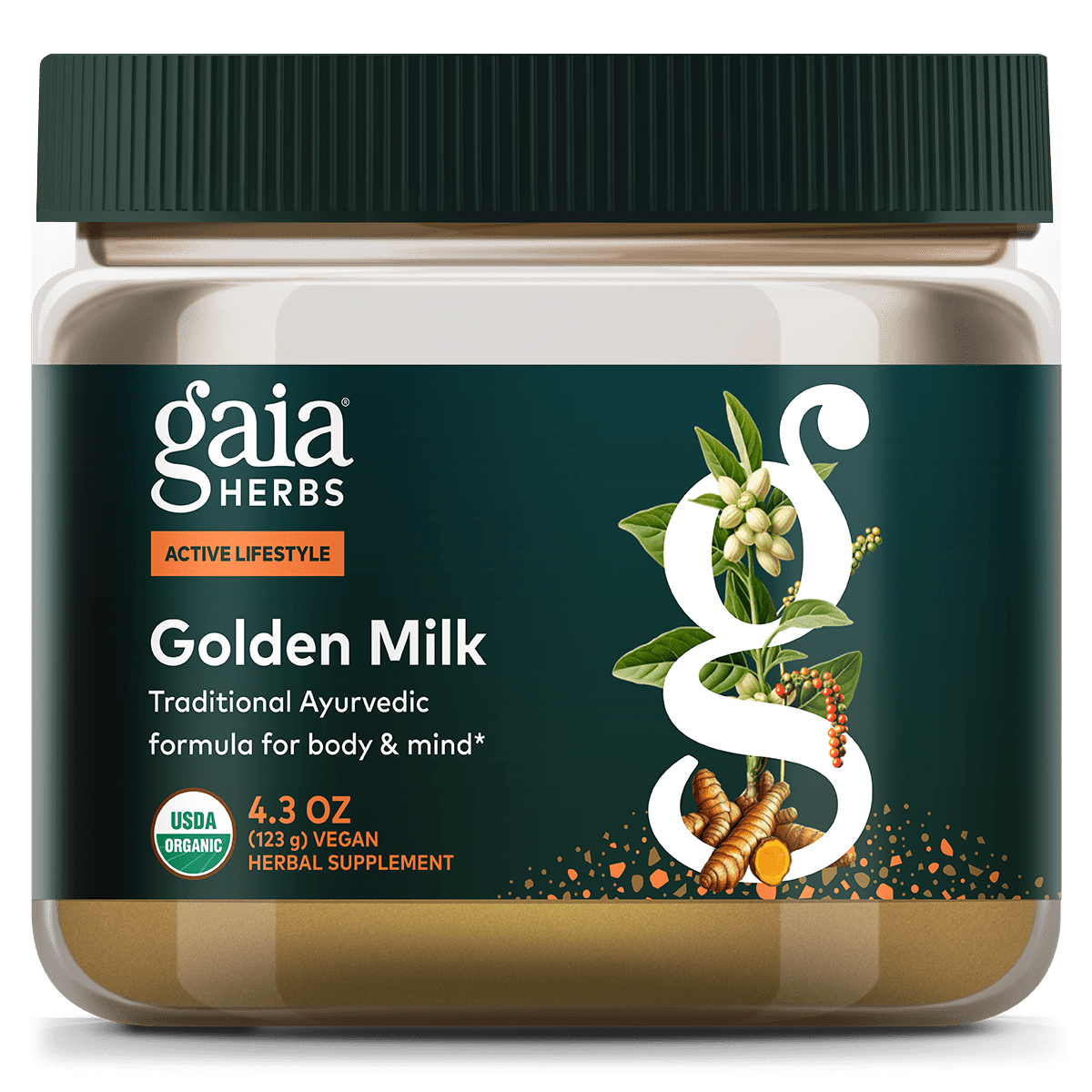 Gaia Herbs Golden Milk Powder - Vegan Stress Support Supplement with Ashwagandha, Turmeric, and More - 3.7-Ounce
