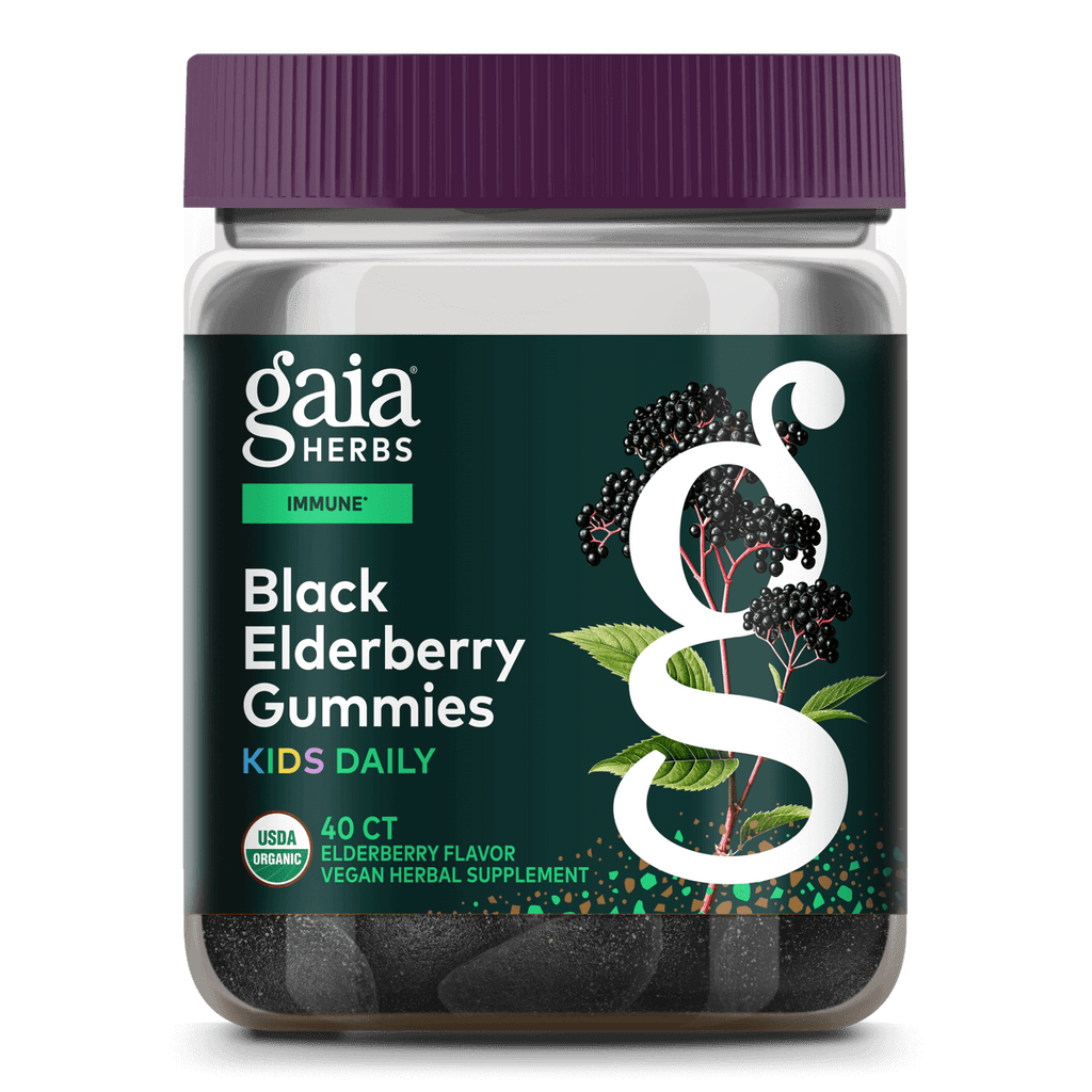 Gaia Herbs GaiaKids Black Elderberry Daily Gummies for Kids - Delicious Immune Support Supplement - Certified Organic Black Elderberries for Immune System Support - 40 Gummies (40-Day Supply)