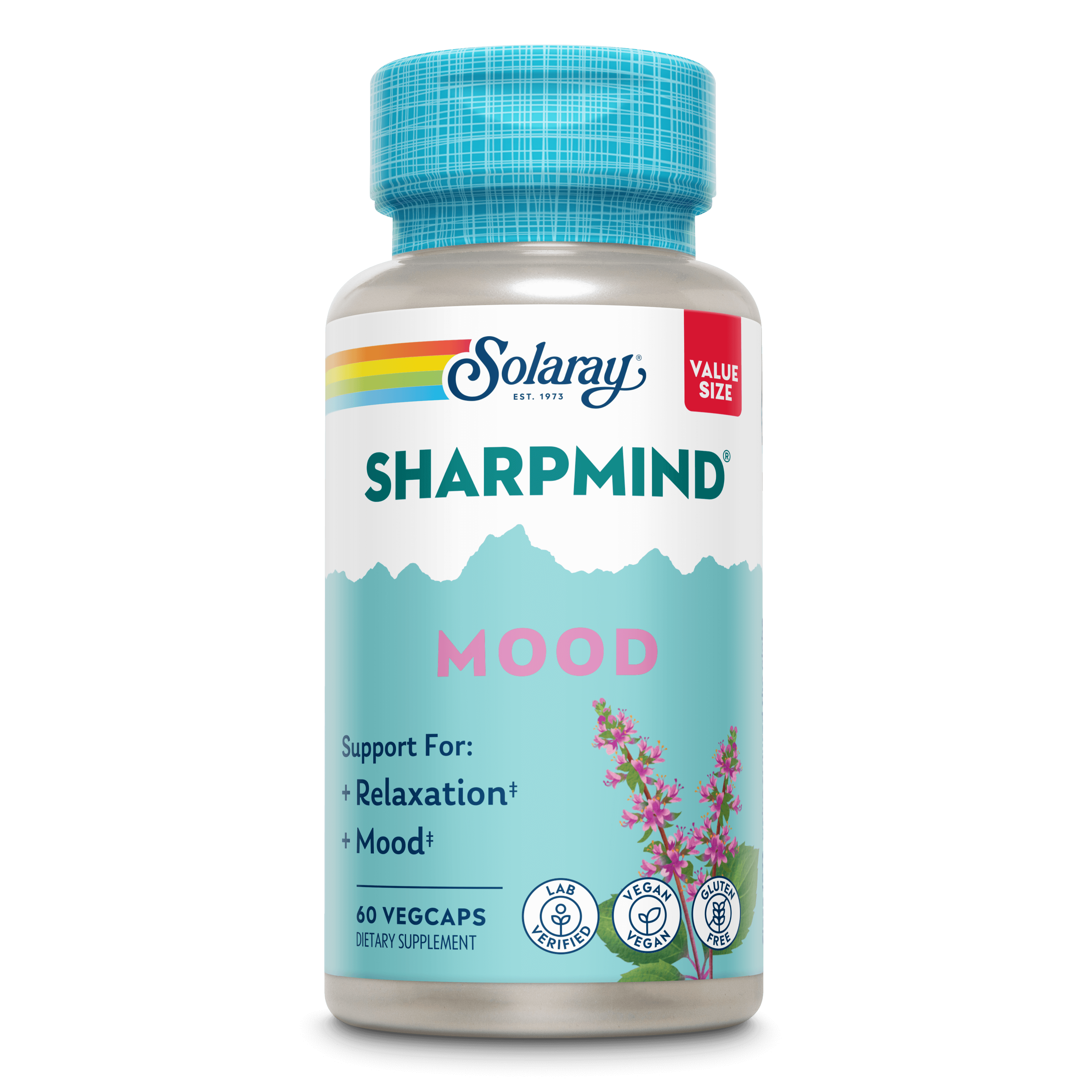 Solaray SharpMind Mood Support Supplement, Nootropic for Relaxation and Stress Relief, Zembrin, Holy Basil, Lithium Orotate 5mg, Organic Reishi Mushroom, 60 Day Guarantee, 30 Servings, 30 VegCaps