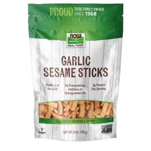 Now Real Food Garlic Sesame Sticks 9oz - 6724